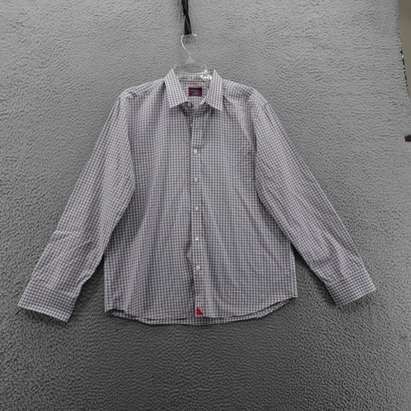 Untuckit Long Sleeve‎ Button Down Shirt Large Gray White Gingham Check Mens - Picture 1 of 12